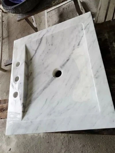 Rectangular Carrara Dawb Marble Sink Basin