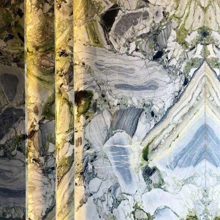Tuam Tshoj Ice Jade Marble Slabs Ntsuab Ice Onyx Marble Pobzeb Txias Emerald Marble Countertop Vanity Top Decoration